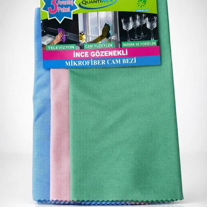 Mikrofiber Cam Silme Bez 40x50 cm 3 Adet İz Bırakmayan Cam Temizlik ve Araba Bezi